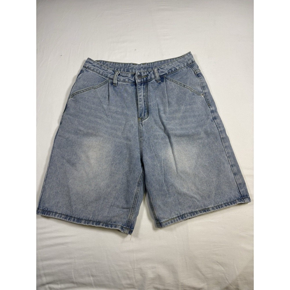 Aelfric Eden Baggy Denim Jorts Size 30 Light Wash Pleated Streetwear Skater Sho